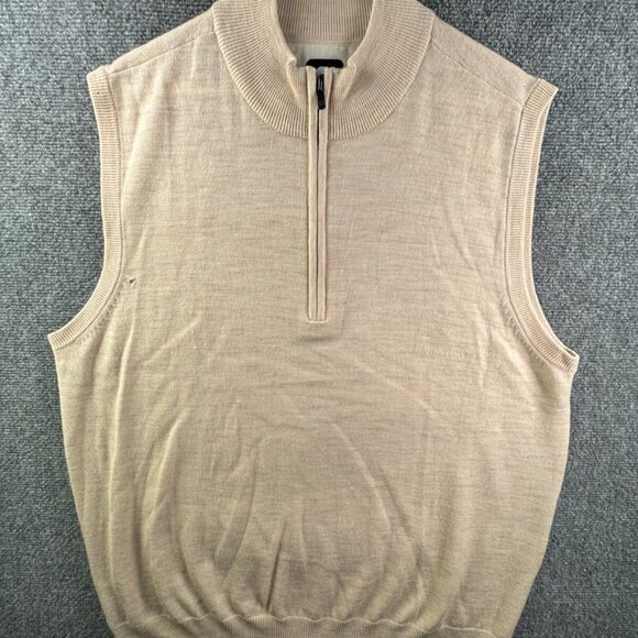 Footjoy FJ Men's XL Wool Sleeveless Vest 1/4 Zip Pullover Beige Golfing Adult * - Picture 1 of 16